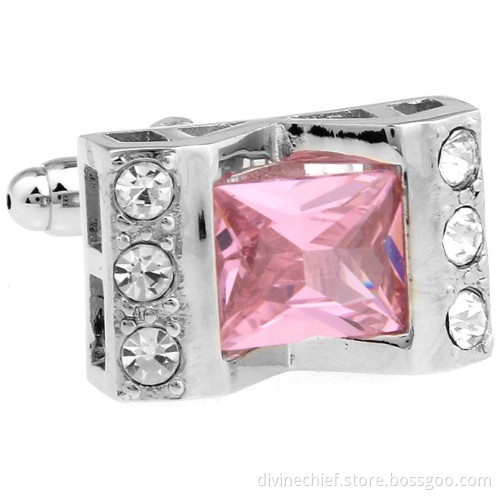 2016 New Arrival Fashion High End Jewelry Wedding Cufflinks With Pink Ziron